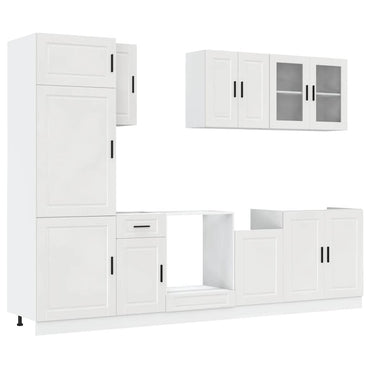 vidaXL 8-tlg. Küchenschrank-Set Porto Hochglanz-Weiß Holzwerkstoff