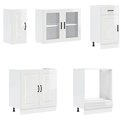 vidaXL 8-tlg. Küchenschrank-Set Porto Hochglanz-Weiß Holzwerkstoff