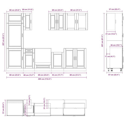 vidaXL 8-tlg. Küchenschrank-Set Porto Sonoma-Eiche Holzwerkstoff