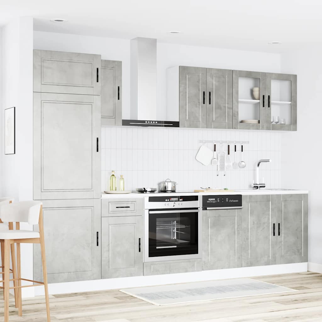 vidaXL 8-tlg. Küchenschrank-Set Kalmar Betongrau Holzwerkstoff