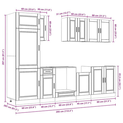 vidaXL 8-tlg. Küchenschrank-Set Kalmar Betongrau Holzwerkstoff