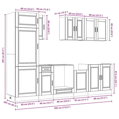 vidaXL 8-tlg. Küchenschrank-Set Porto Räuchereiche Holzwerkstoff
