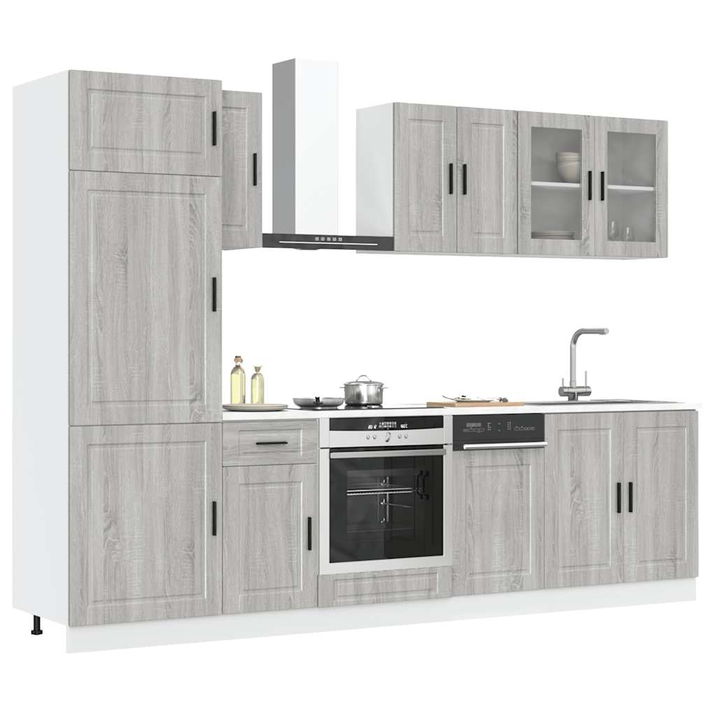 vidaXL 8-tlg. Küchenschrank-Set Kalmar Grau Sonoma Holzwerkstoff
