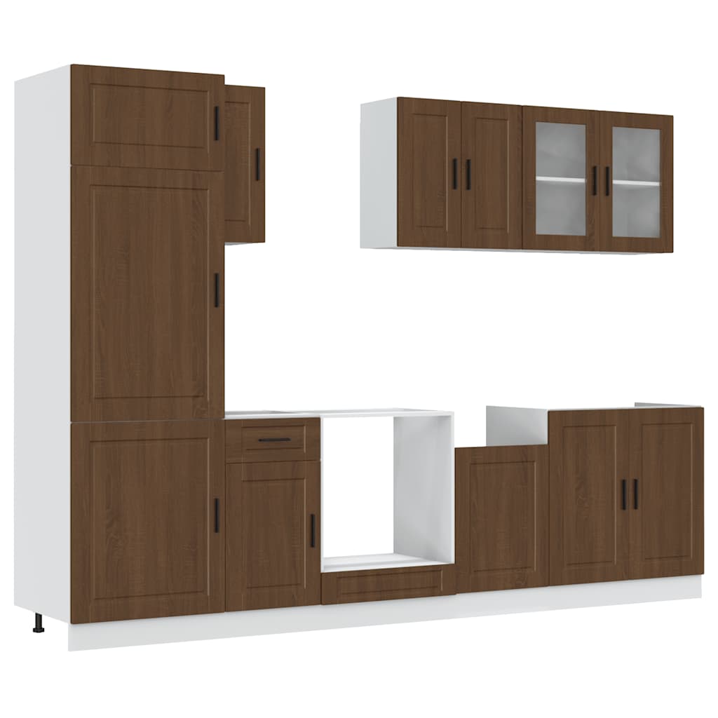 vidaXL 8-tlg. Küchenschrank-Set Braun Eichen-Optik Holzwerkstoff