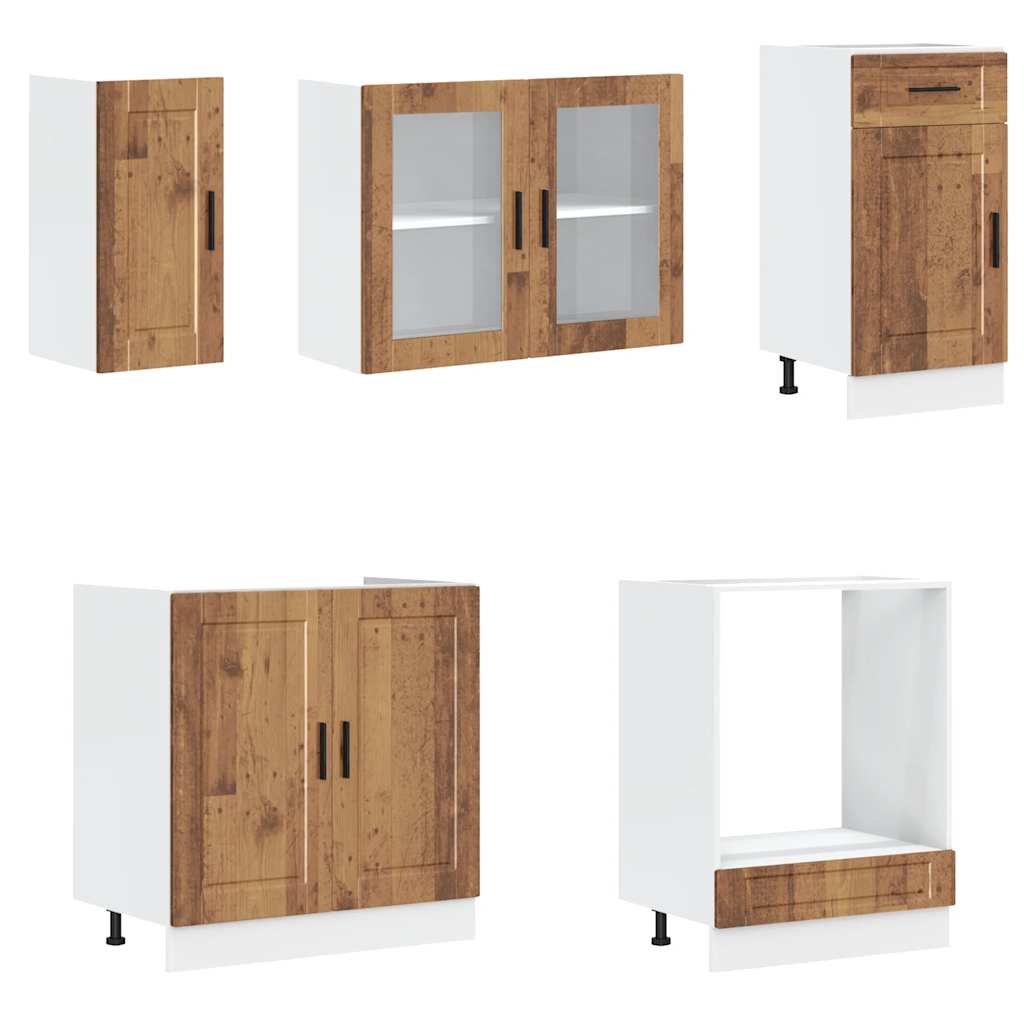 vidaXL 8-tlg. Küchenschrank-Set Kalmar Altholz-Optik Holzwerkstoff