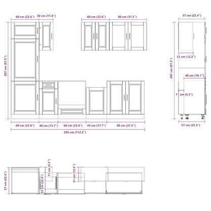 vidaXL 8-tlg. Küchenschrank-Set Kalmar Altholz-Optik Holzwerkstoff