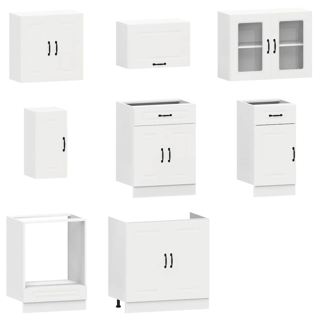 vidaXL 8-tlg. Küchenschrank-Set Kalmar Weiß Holzwerkstoff