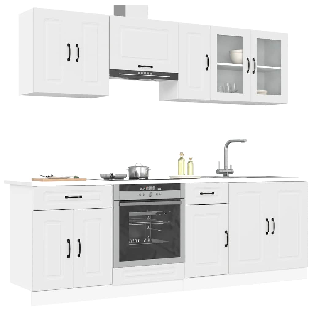 vidaXL 8-tlg. Küchenschrank-Set Kalmar Weiß Holzwerkstoff