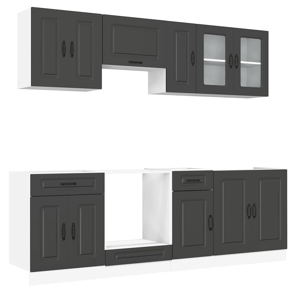 vidaXL 8-tlg. Küchenschrank-Set Kalmar Schwarz Holzwerkstoff