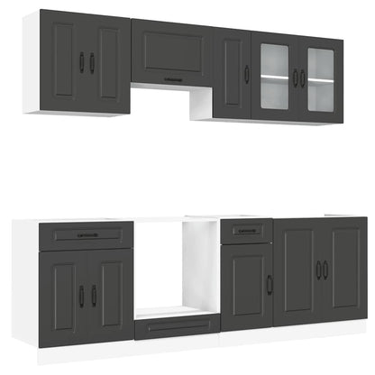 vidaXL 8-tlg. Küchenschrank-Set Kalmar Schwarz Holzwerkstoff