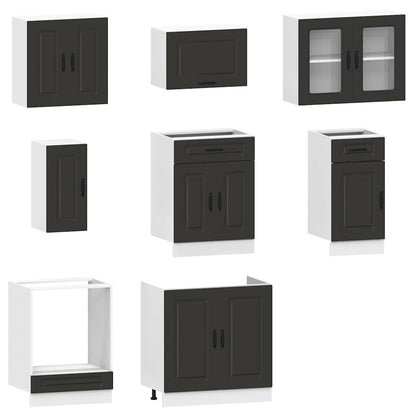 vidaXL 8-tlg. Küchenschrank-Set Kalmar Schwarz Holzwerkstoff