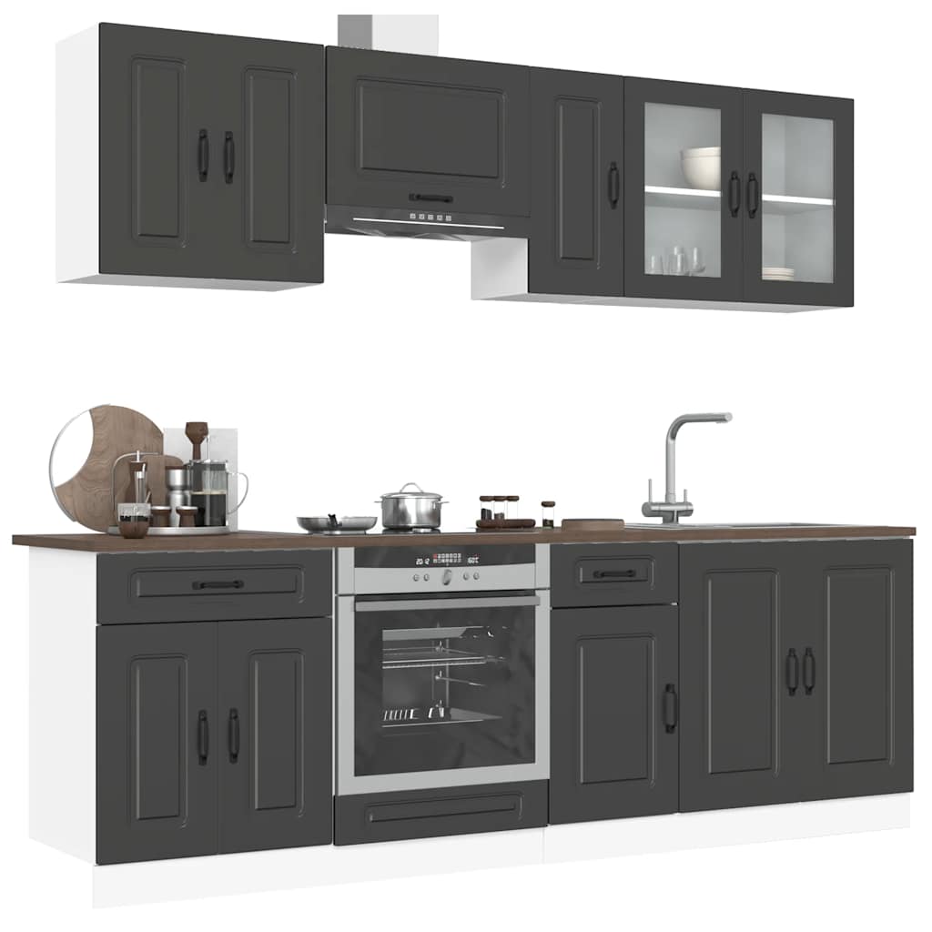 vidaXL 8-tlg. Küchenschrank-Set Kalmar Schwarz Holzwerkstoff