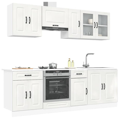 vidaXL Ensemble de 8 meubles de cuisine Kalmar, blanc brillant, bois d'ingénierie