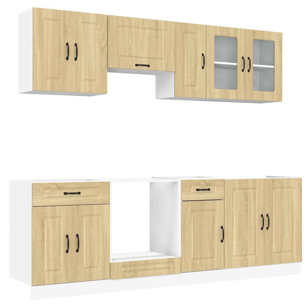 vidaXL 8-tlg. Küchenschrank-Set Kalmar Sonoma-Eiche Holzwerkstoff
