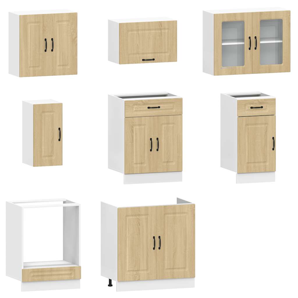 vidaXL 8-tlg. Küchenschrank-Set Kalmar Sonoma-Eiche Holzwerkstoff