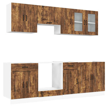 vidaXL 8-tlg. Küchenschrank-Set Kalmar Räuchereiche Holzwerkstoff