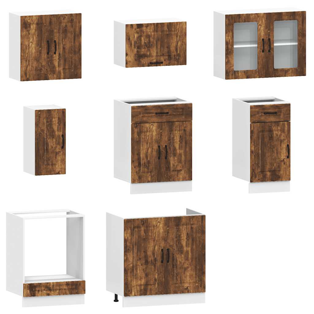 vidaXL 8-tlg. Küchenschrank-Set Kalmar Räuchereiche Holzwerkstoff