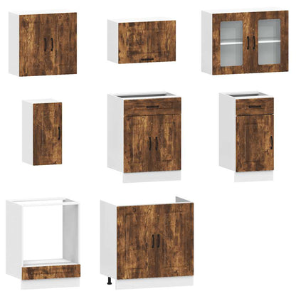 vidaXL 8-tlg. Küchenschrank-Set Kalmar Räuchereiche Holzwerkstoff
