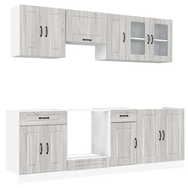 vidaXL 8-tlg. Küchenschrank-Set Kalmar Grau Sonoma Holzwerkstoff