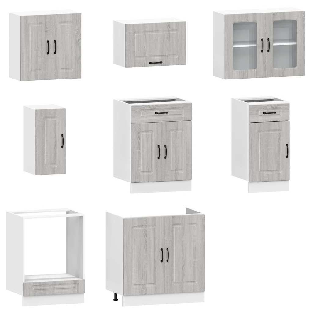 vidaXL 8-tlg. Küchenschrank-Set Kalmar Grau Sonoma Holzwerkstoff