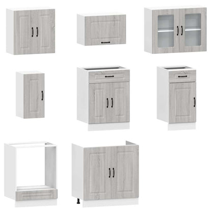 vidaXL 8-tlg. Küchenschrank-Set Kalmar Grau Sonoma Holzwerkstoff