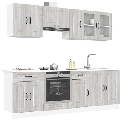 vidaXL 8-tlg. Küchenschrank-Set Kalmar Grau Sonoma Holzwerkstoff