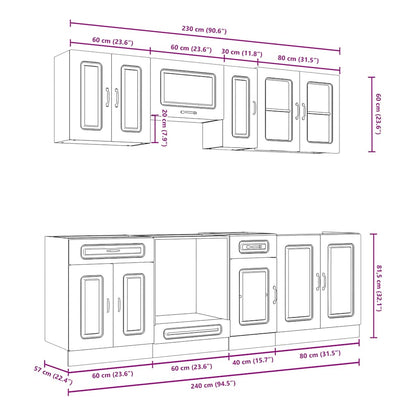 8-tlg. Küchenschrank-Set Kalmar Braun Eichen-Optik Holzwerkstoff