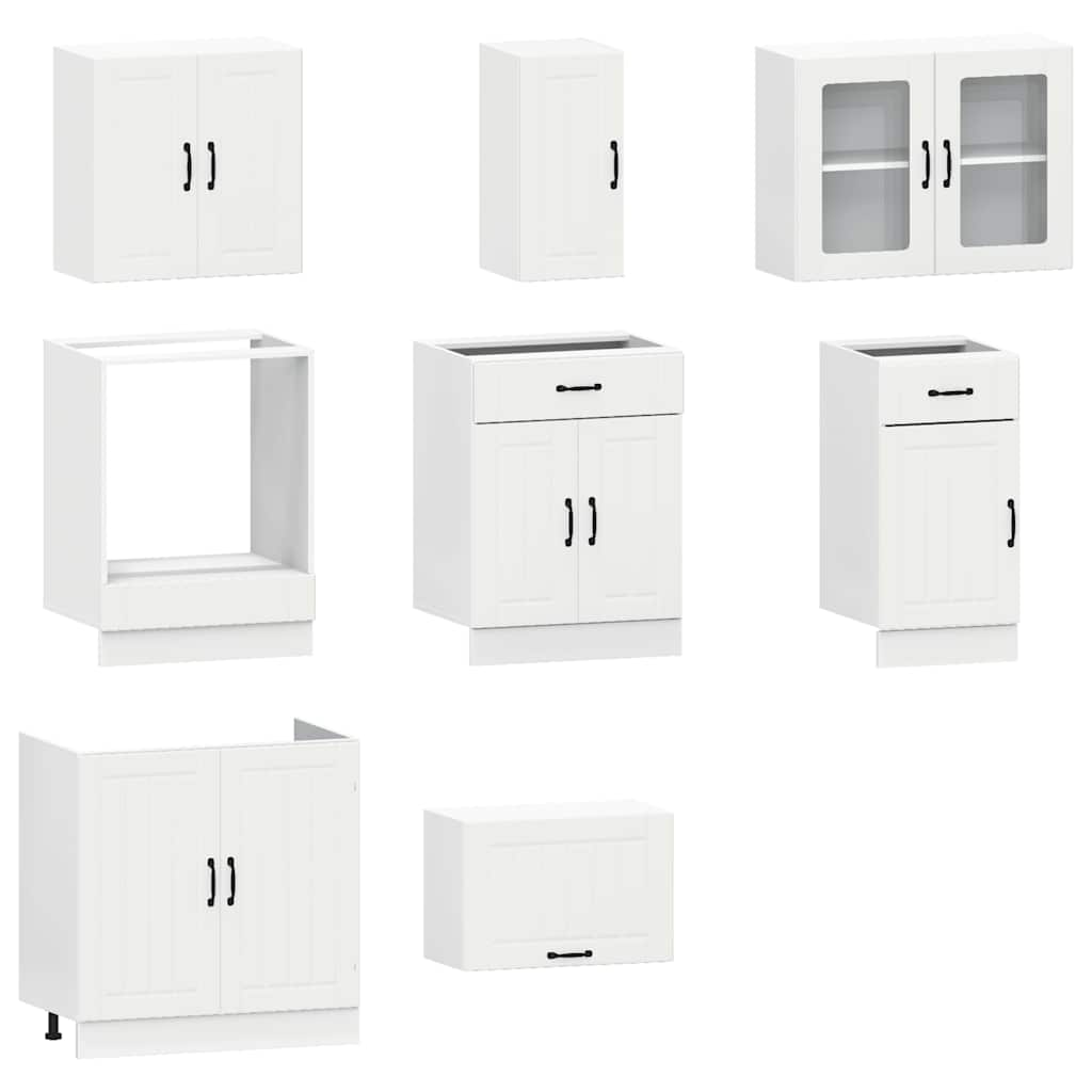 vidaXL Ensemble de 8 éléments de cuisine Kalmar Blanc, bois d'ingénierie