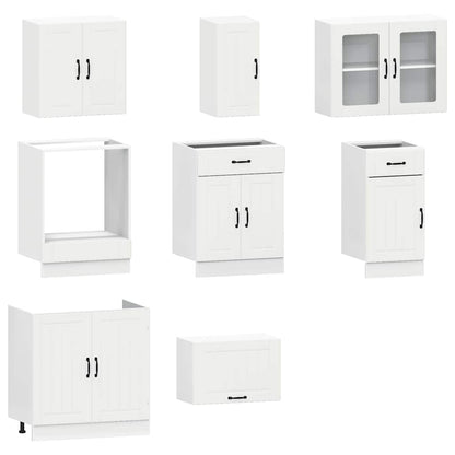 vidaXL Ensemble de 8 éléments de cuisine Kalmar Blanc, bois d'ingénierie