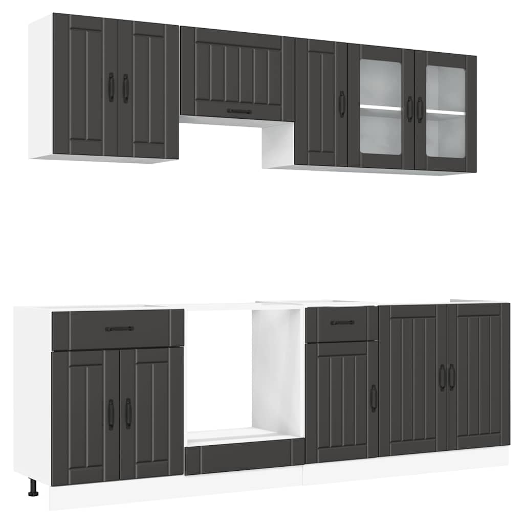 vidaXL 8-tlg. Küchenschrank-Set Kalmar Schwarz Holzwerkstoff
