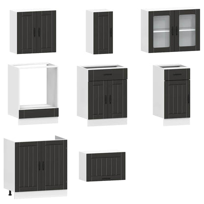 vidaXL 8-tlg. Küchenschrank-Set Kalmar Schwarz Holzwerkstoff