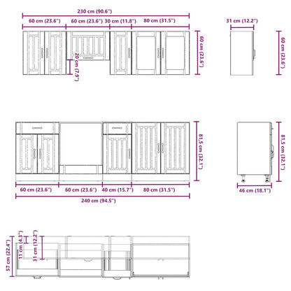 vidaXL 8-tlg. Küchenschrank-Set Kalmar Schwarz Holzwerkstoff