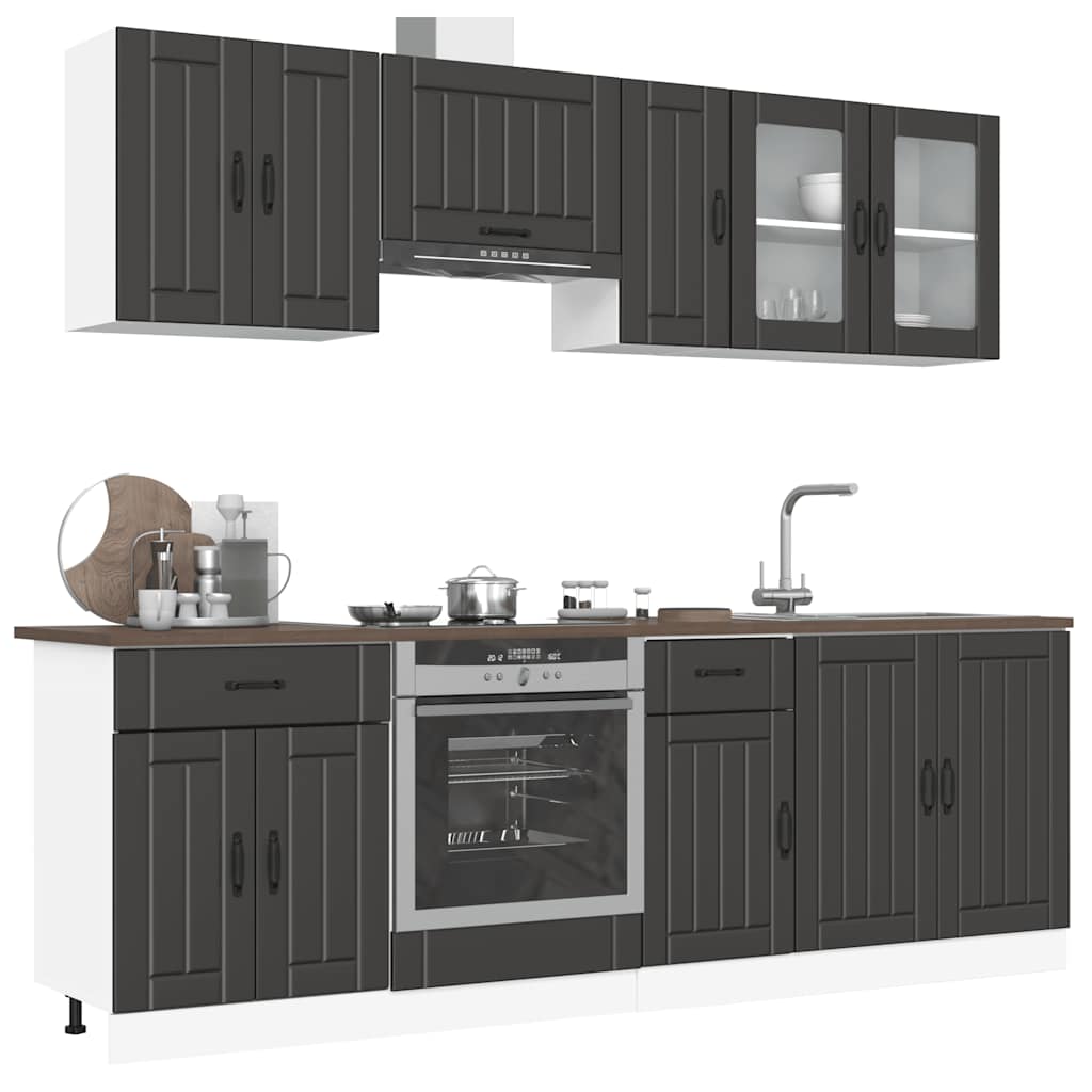 vidaXL 8-tlg. Küchenschrank-Set Kalmar Schwarz Holzwerkstoff