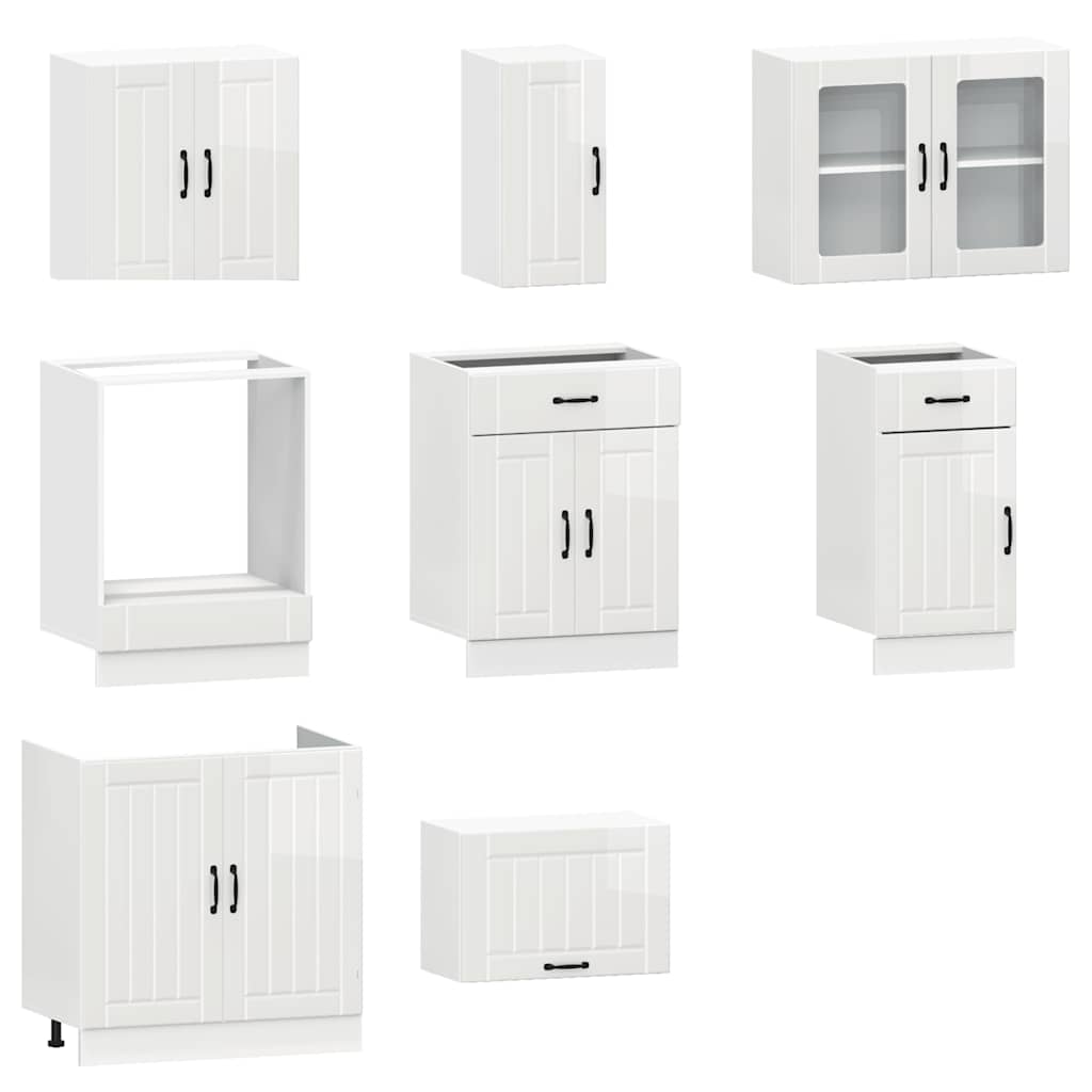 vidaXL 8-tlg. Küchenschrank-Set Lucca Hochglanz-Weiß Holzwerkstoff