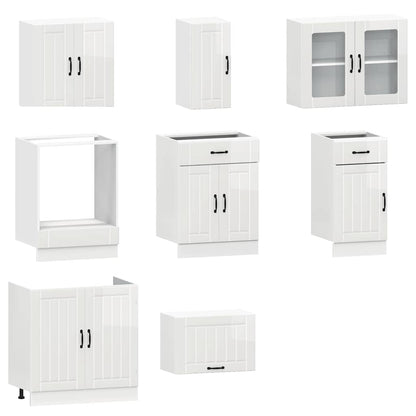 vidaXL 8-tlg. Küchenschrank-Set Lucca Hochglanz-Weiß Holzwerkstoff
