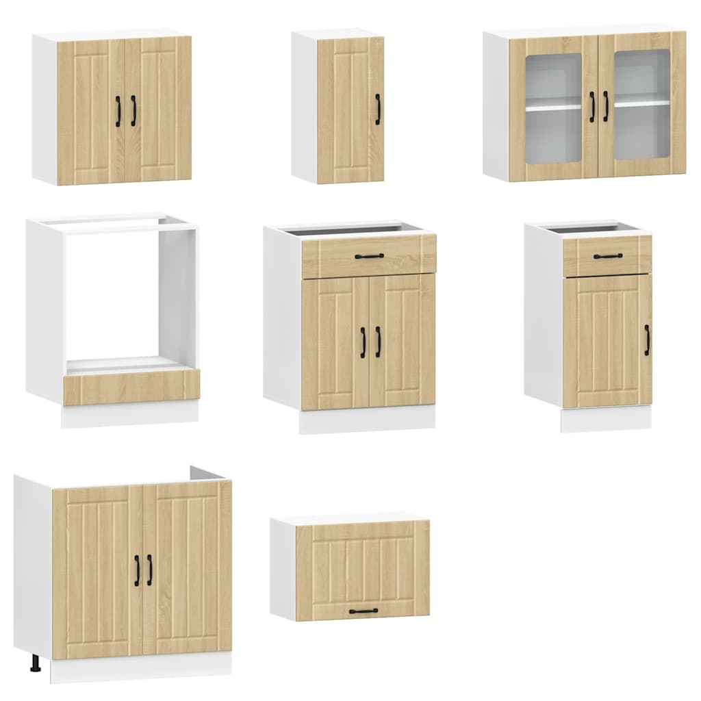 vidaXL 8-tlg. Küchenschrank-Set Lucca Sonoma-Eiche Holzwerkstoff