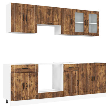 vidaXL 8-tlg. Küchenschrank-Set Lucca Räuchereiche Holzwerkstoff