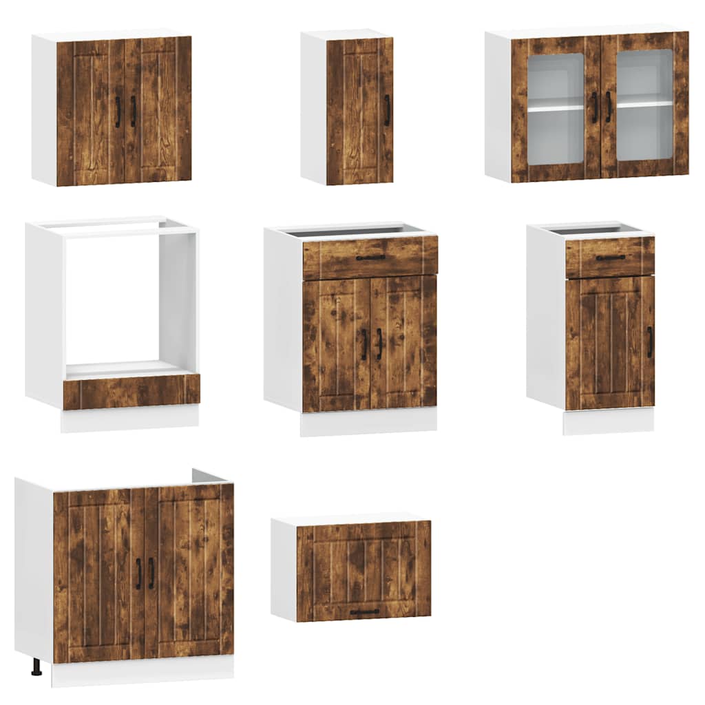 vidaXL 8-tlg. Küchenschrank-Set Lucca Räuchereiche Holzwerkstoff