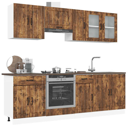 vidaXL 8-tlg. Küchenschrank-Set Lucca Räuchereiche Holzwerkstoff
