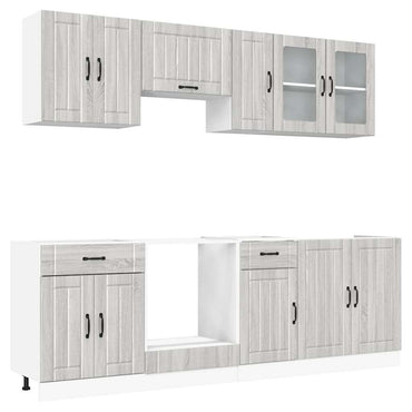 vidaXL Ensemble de 8 meubles de cuisine Kalmar Gris Sonoma Bois d'ingénierie