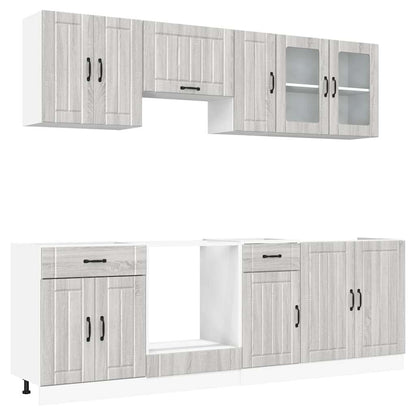 vidaXL Ensemble de 8 meubles de cuisine Kalmar Gris Sonoma Bois d'ingénierie