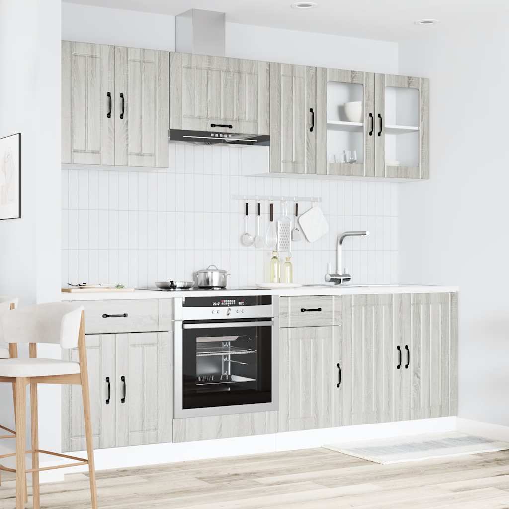 vidaXL Ensemble de 8 meubles de cuisine Kalmar Gris Sonoma Bois d'ingénierie