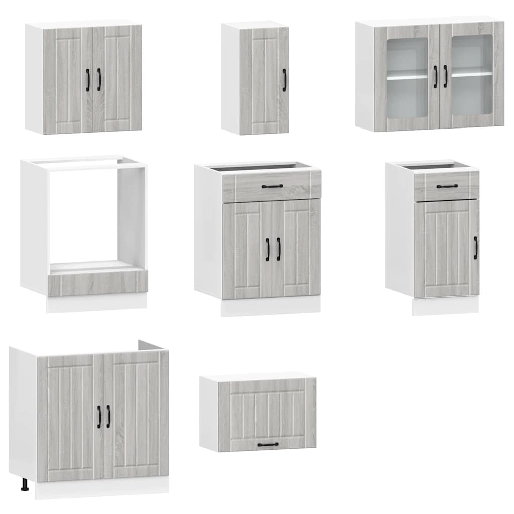 vidaXL Ensemble de 8 meubles de cuisine Kalmar Gris Sonoma Bois d'ingénierie