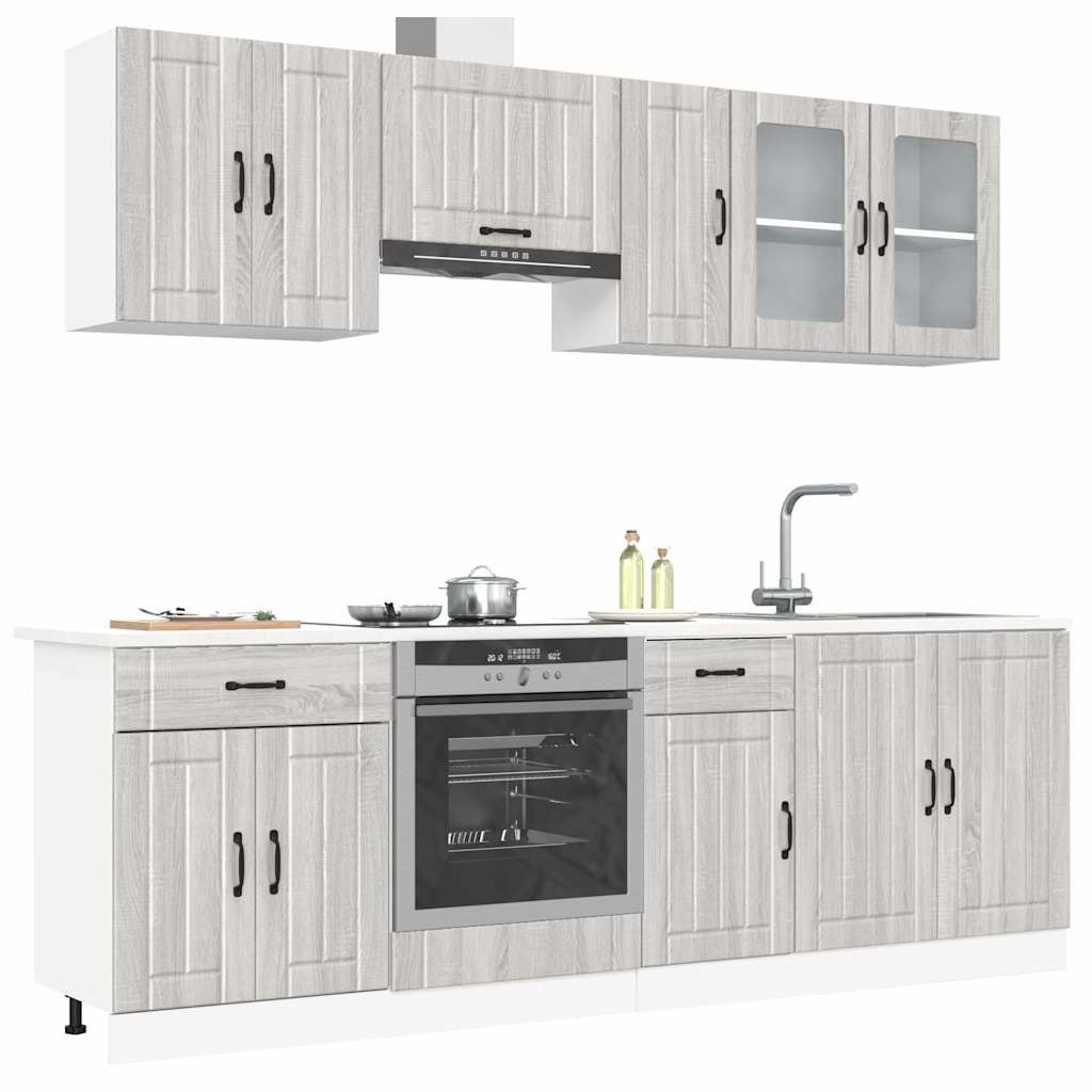 vidaXL Ensemble de 8 meubles de cuisine Kalmar Gris Sonoma Bois d'ingénierie