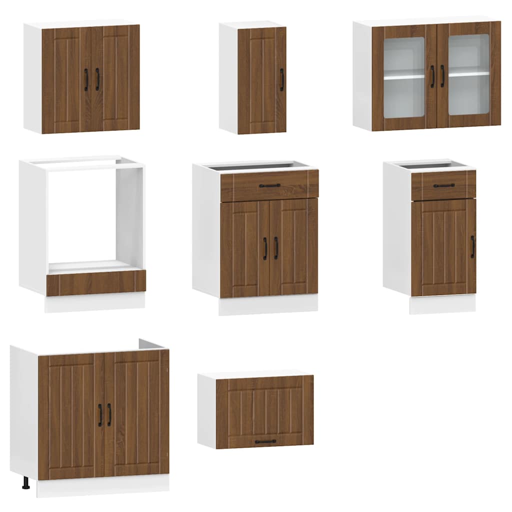 vidaXL 8-tlg. Küchenschrank-Set Lucca Braun Eichen-Optik Holzwerkstoff