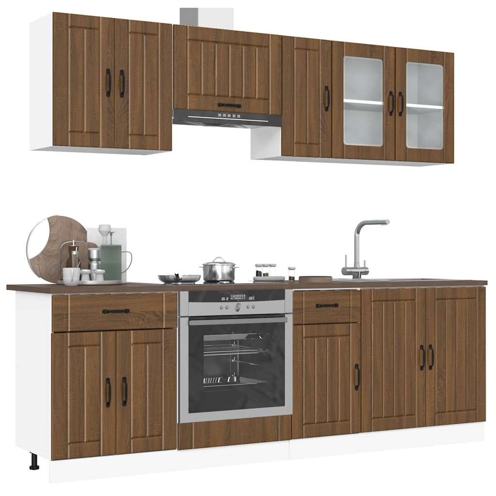 vidaXL 8-tlg. Küchenschrank-Set Lucca Braun Eichen-Optik Holzwerkstoff
