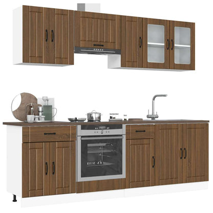 vidaXL 8-tlg. Küchenschrank-Set Lucca Braun Eichen-Optik Holzwerkstoff