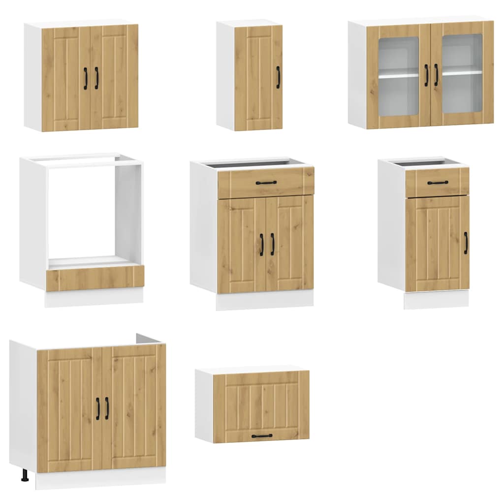 vidaXL 8-tlg. Küchenschrank-Set Kalmar Artisan-Eiche Holzwerkstoff