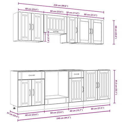 8-tlg. Küchenschrank-Set Kalmar Artisan-Eiche Holzwerkstoff