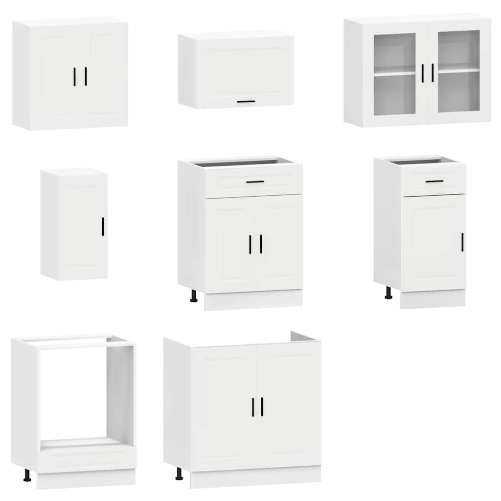 vidaXL 8-tlg. Küchenschrank-Set Porto Weiß Holzwerkstoff